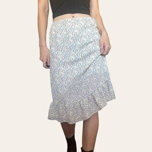 No Boundaries y2k vintage cream blue brown ditsy floral skirt